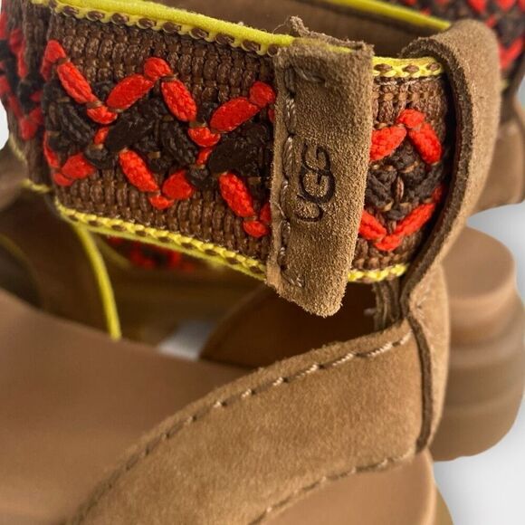 UGG Ashton Heritage Braid Chestnut Leather Strap Womens Sandals size US 9 New - Picture 5 of 9